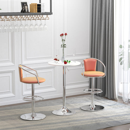 HOMCOM Bar Table Î¦60cm Adjustable Height Round Bistro Table w/ Swivel Top Metal Frame Counter Surface Stylish Kitchen Conservatory White