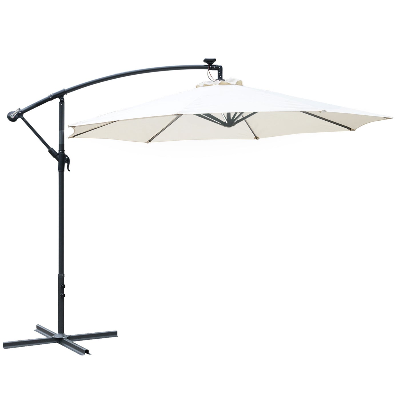 Outsunny Umbrella Parasol W/Solar Powered LED strips, Î¦2.95x2.45H m-Cream