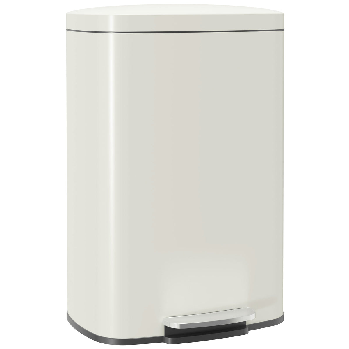 HOMCOM 50L Kitchen Pedal Bin, Rubbish Bin with Soft Close, Removable Inner Bucket, Fingerprint-Resistant DC03 Steel, Beige