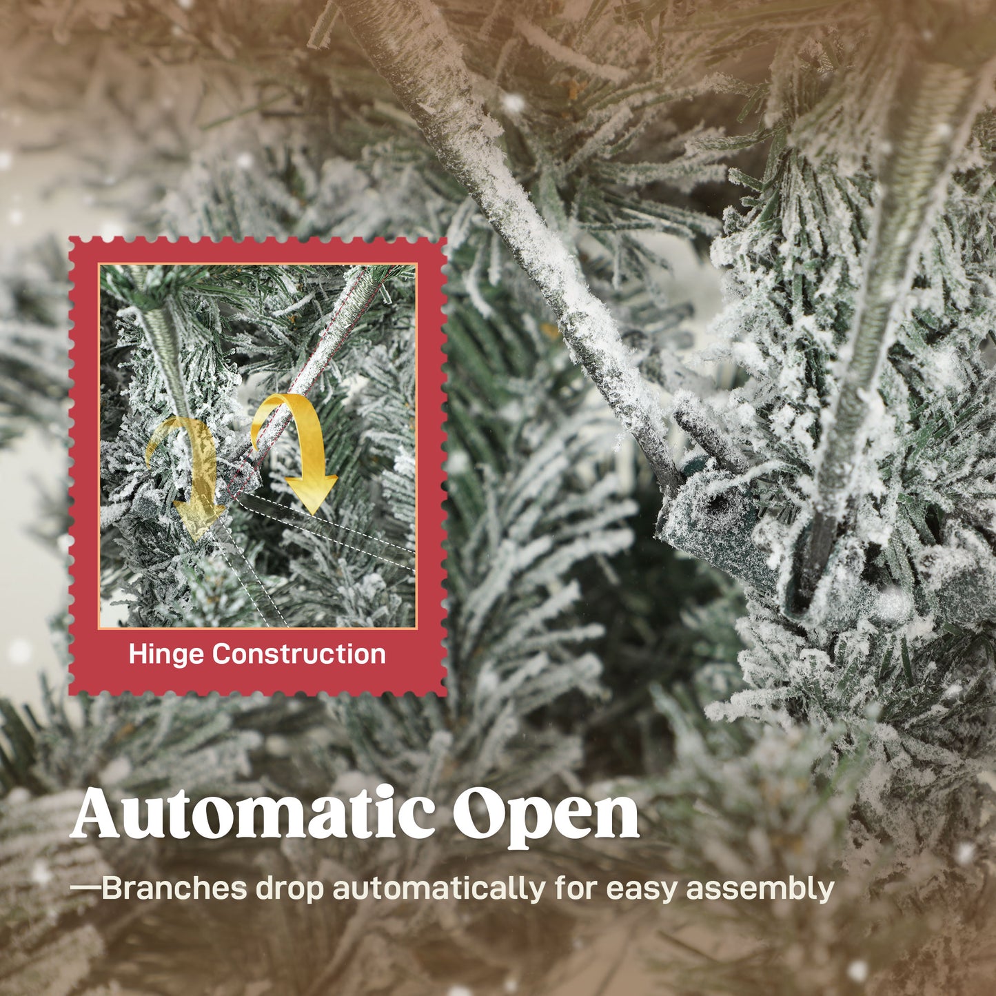 HOMCOM 5 ft Artificial Flocked Christmas Tree with 717 Branches, Hinged Xmas Tree with Foldable Metal Stand, Easy Assembly for Home Office Decor