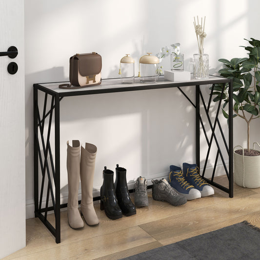 HOMCOM Console Table, Industrial Sofa Table with Metal Frame for Living Room, Hallway, 120Â cm, Grey
