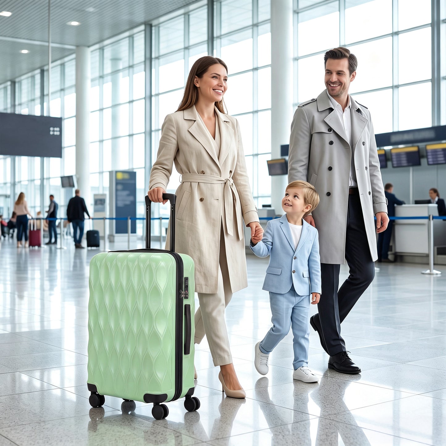 HOMCOM 65cm 64L Suitcase, Lightweight ABS Hard Shell Carry On Luggage with TSA Lock, Spinner Wheels, Telescopic Handle, Green