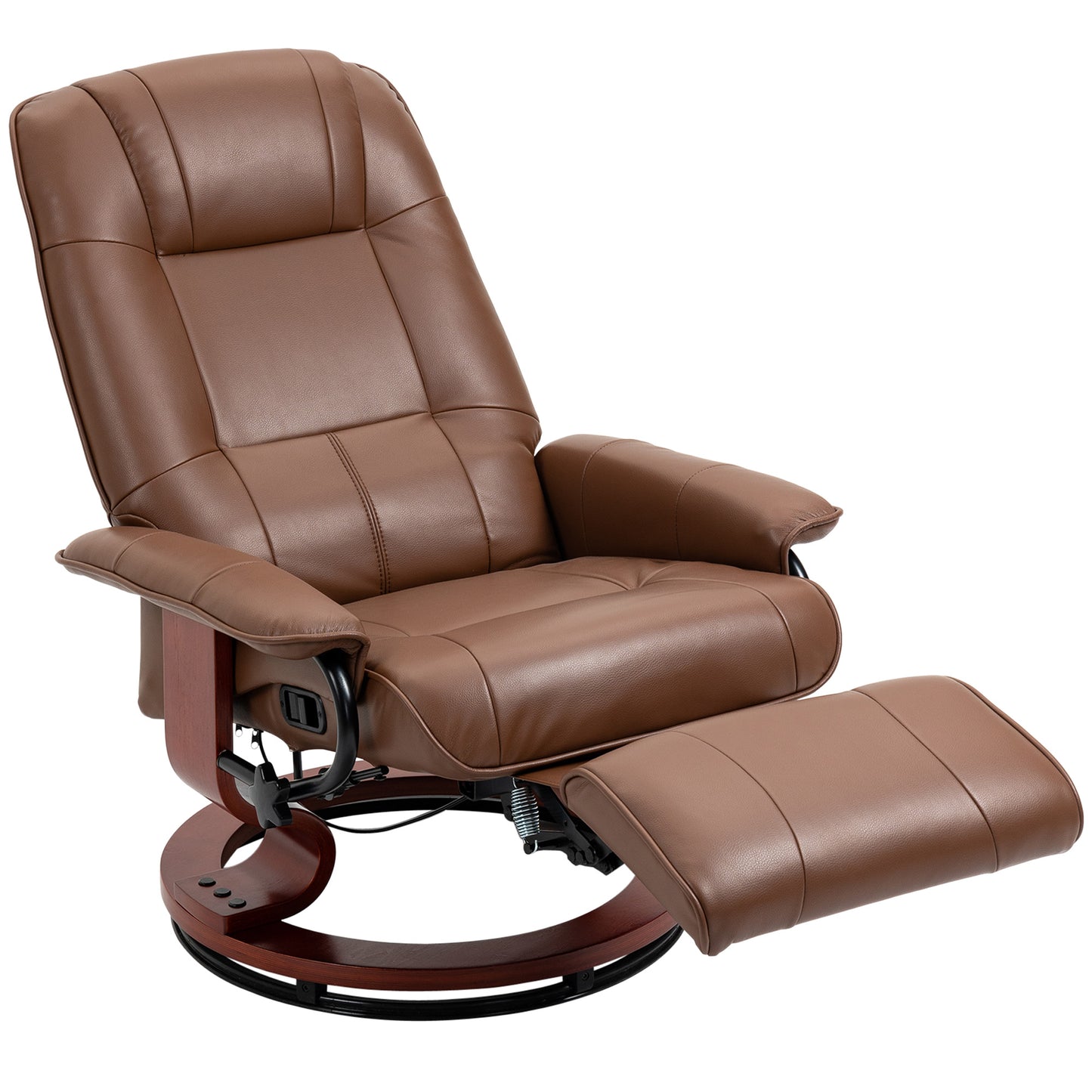 HOMCOM Faux Leather Armchair, with 145Â° Reclining Back and Footrest - Brown Default Title
