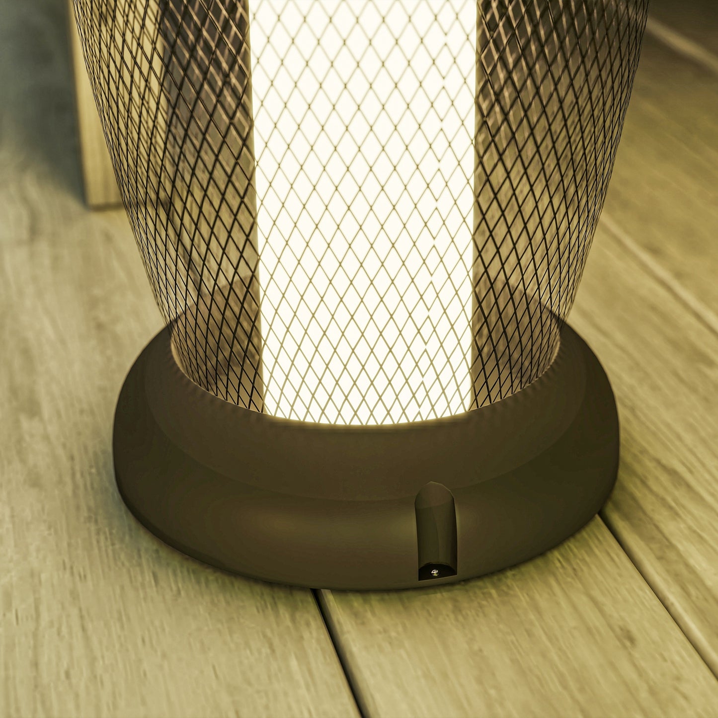 Outsunny Garden Solar Lamp, 71.5 cm Tall Metal Floor Lamp, Auto On/Off LED Solar Garden Light with Metal Wire Shade, IP44 for Outdoor, Porch, Pathway, Terrace, Black