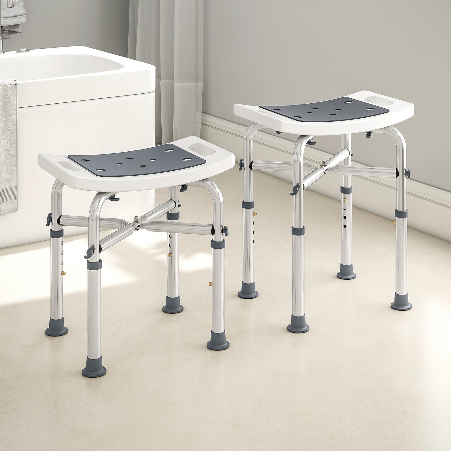 HOMCOM 44-51.5cm Aluminium Frame Shower/Bath Stool - Grey