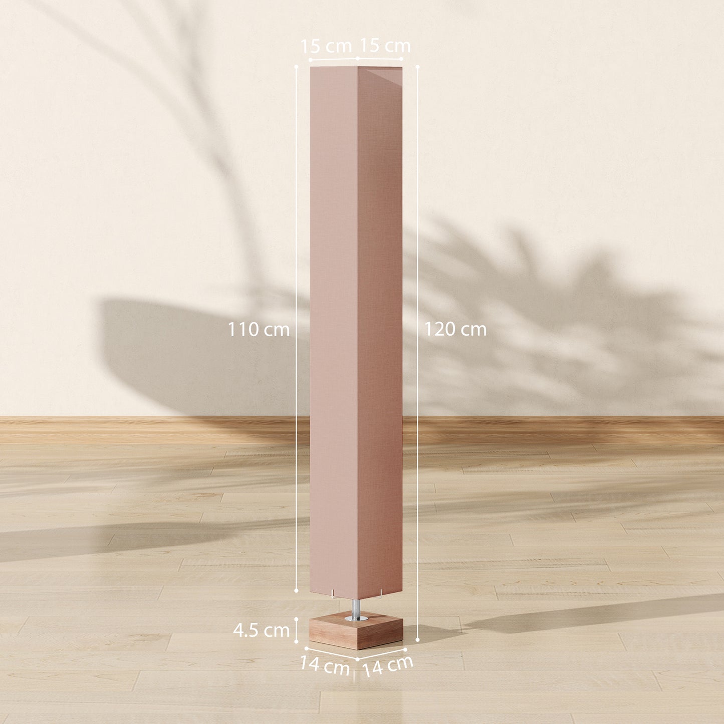 HOMCOM Floor Lamp, 120cm Standing Lamp with Linen Lampshade, Standard Light with Pine Wood Base for Living Room, Bedroom (Bulbs Not Included)