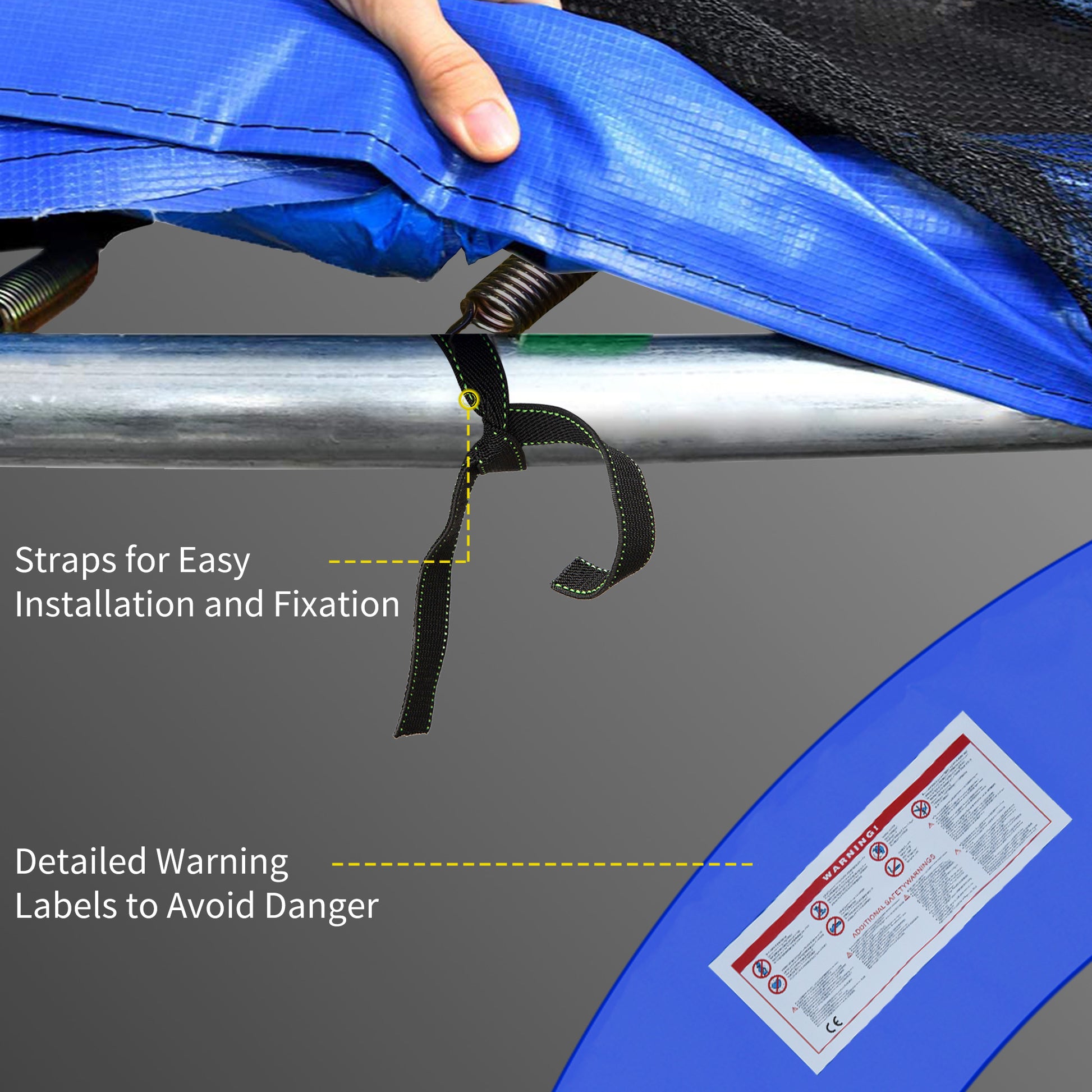HOMCOM 12FT Replacement Trampoline Pad Thick Foam Safety Î¦366cm Spring Cover Bounce Padding - Multi Coloured