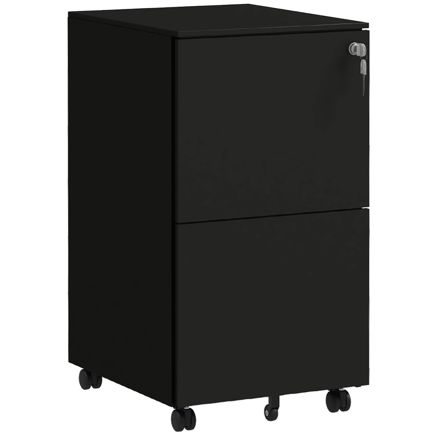 Vinsetto 2-Drawer Filing Cabinet with Lock and 5 Wheels, Steel Mobile File Cabinet, for A4, Legal and Letter Size, Pre-Assembled Body, Black