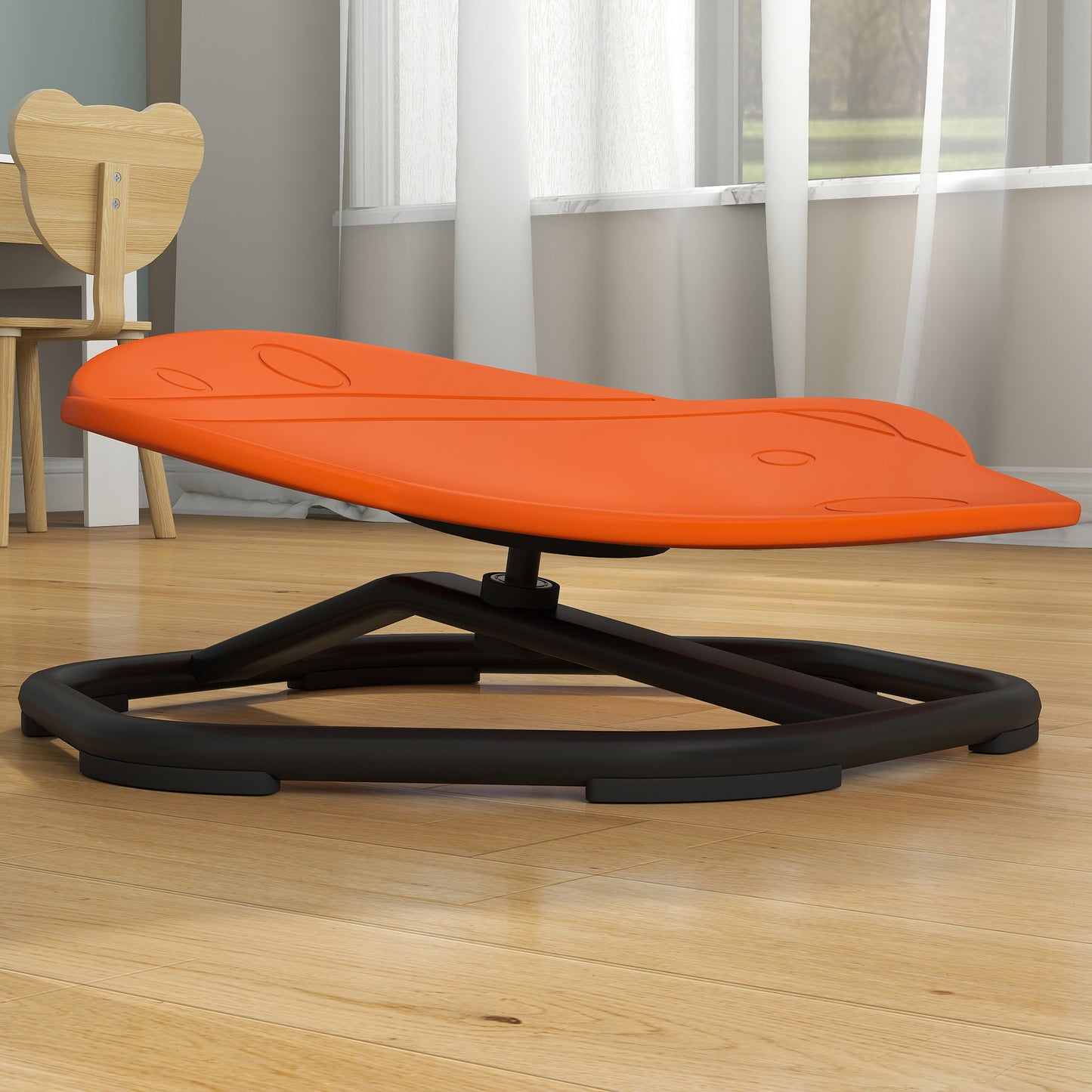 AIYAPLAY Planet-Shaped-kids Swivel Chair, Sensory Spinning Chair for Balance, Coordination Training, Orange