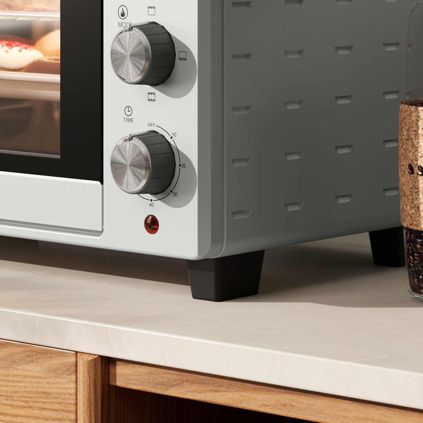 HOMCOM 21L Mini Countertop Oven, 100Â°C-230Â°C Adjustable Temp - Silver Tone