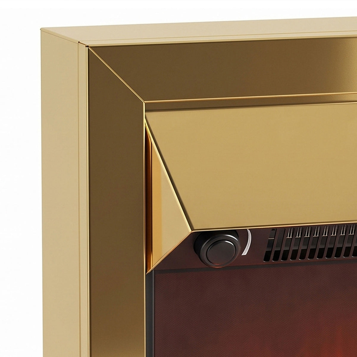 HOMCOM Electric Fireplace Stove Freestanding/Inset, 2000W, Electric Fire with LED Flame, Pebbles, Adjustable Thermostat, Gold