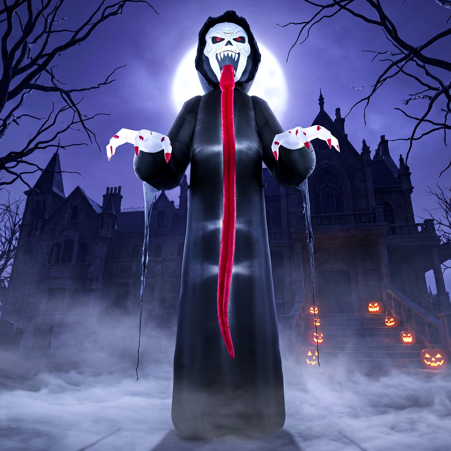 Outsunny 10 FT Halloween Inflatable Skeleton, Scary Halloween Decoration with Built-in LED Lights for Indoor Outdoor Decor
