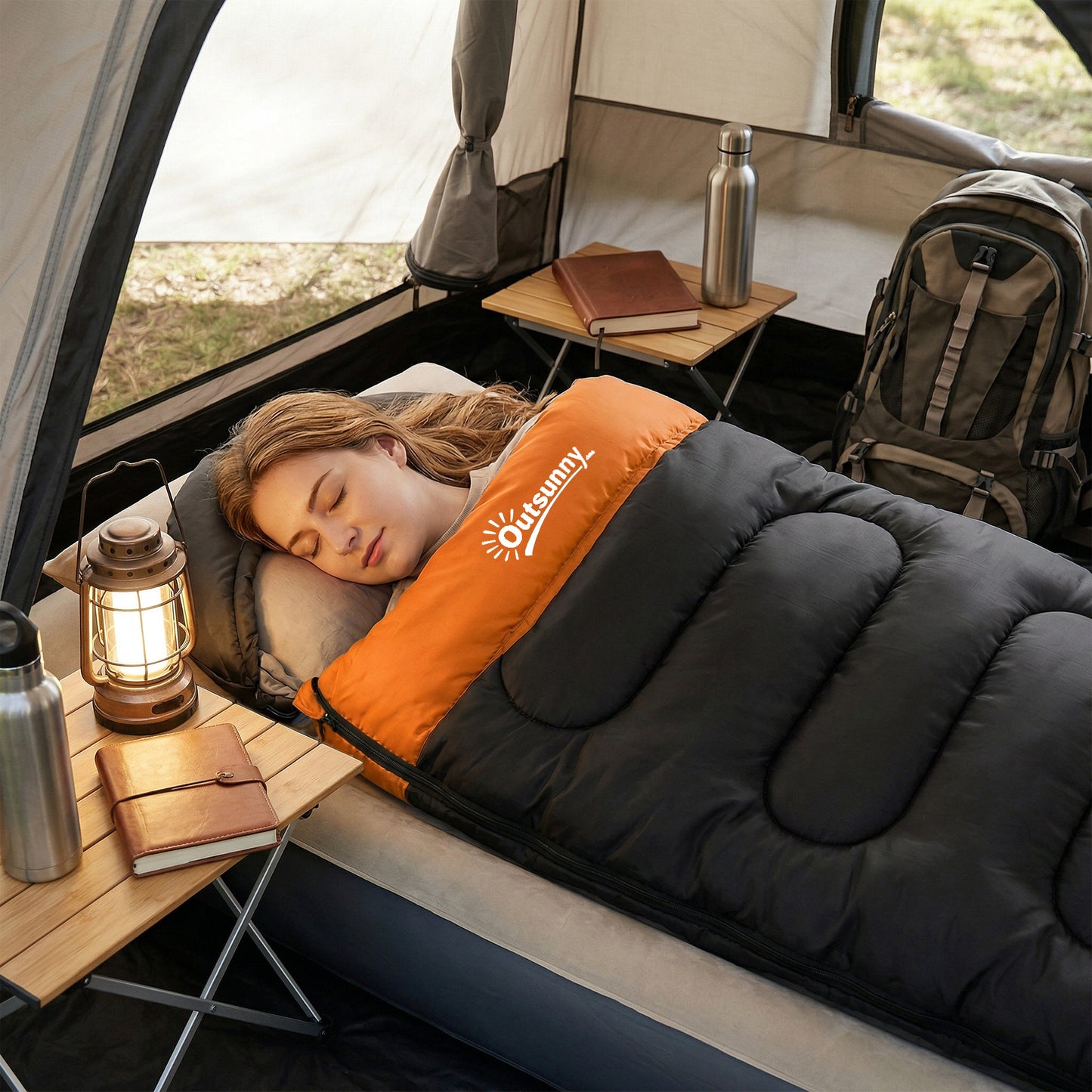 Outsunny Sleeping Bag for Adults, Lightweight & Compact Sleeping Bag, 3 Seasons, Grey
