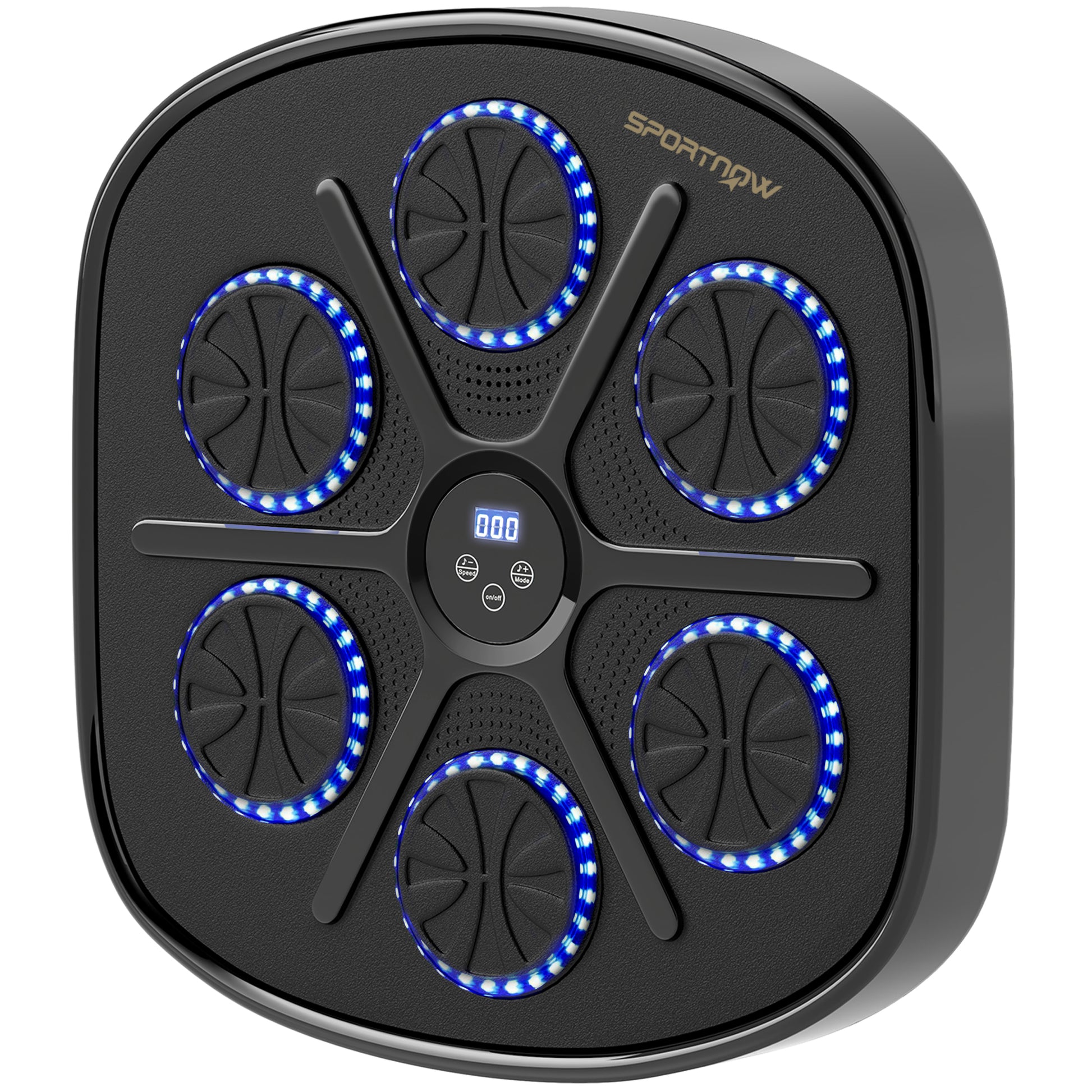 SPORTNOW Music Boxing Machine, Smart Bluetooth Boxing Machine Wall Mounted with 9 Speeds & Modes, LED Lights and Gloves, Punching Pad for Adults, Black