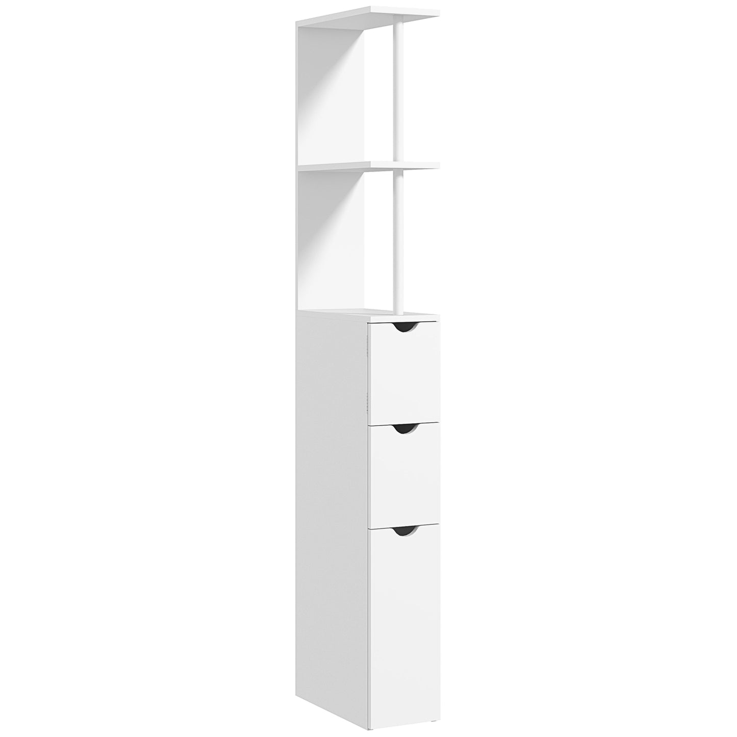 HOMCOM Slim Bathroom Storage Cabinet with Drawers, Tall Bathroom Cupboard with 2-Tier Shelf, White