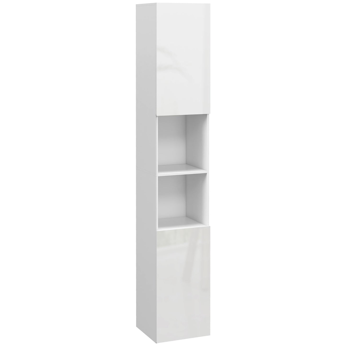 kleankin Multi-Storage Slim Bathroom Cabinet - High Gloss White Default Title