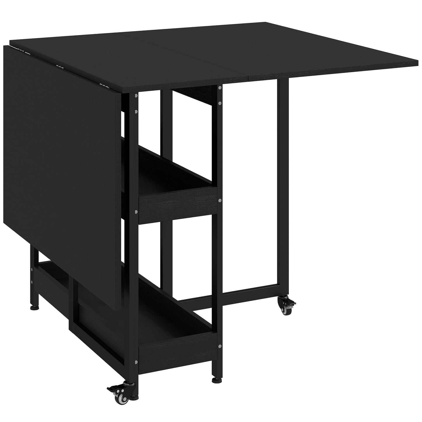 HOMCOM Four-Person Drop Leaf Table - Black Wood-Effect