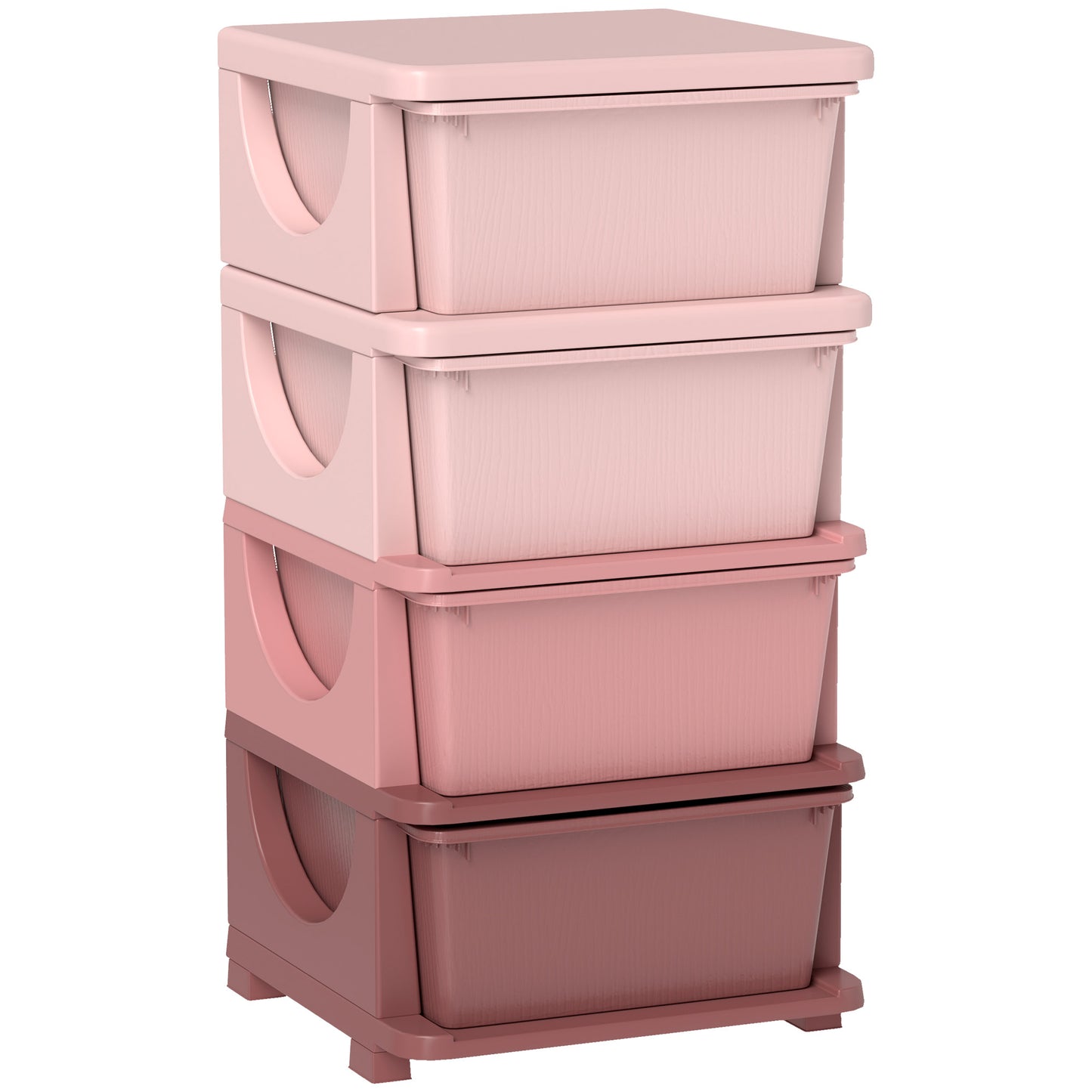 HOMCOM Four-Tier Kids Storage Boxes, with Four Drawers, Pink Default Title