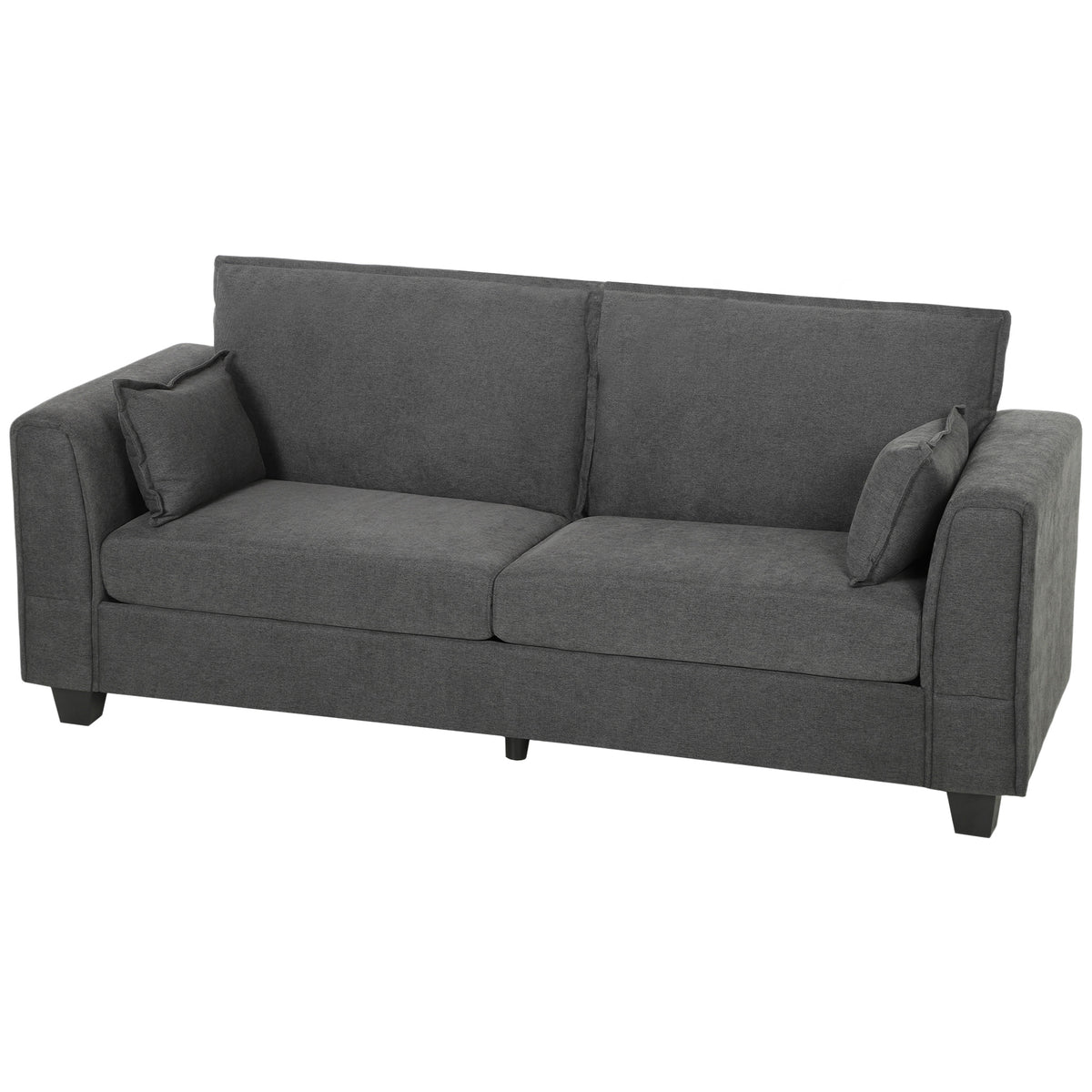 HOMCOM 3 Seater Sofa, Linen Upholstered Sofa Couch with Spring Cushions, Thick Padding, Wide Padded Armrests, Dark Grey Default Title
