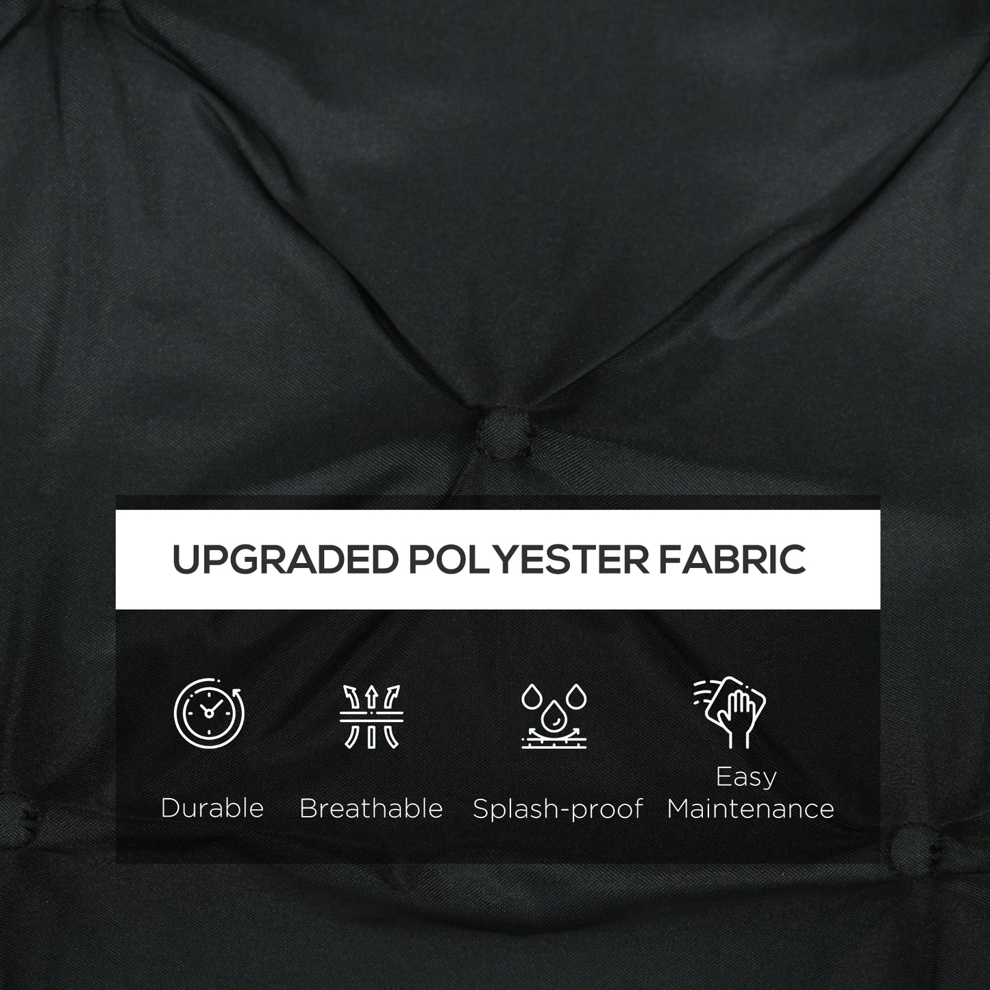 Outsunny 2 Seater Bench Pad, Garden Chair Cushion with Back and Ties for Indoor and Outdoor Use, 98 x 100 cm, Black