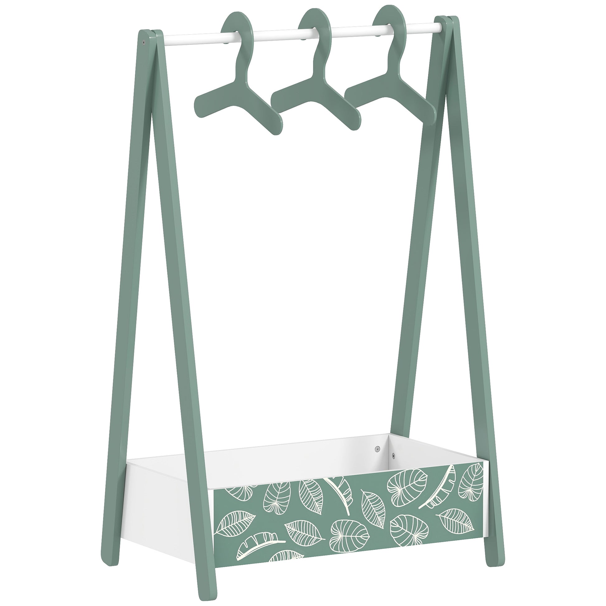 AIYAPLAY Baby Clothing Rack with Hangers, Storage Shelf for Bedroom, Leaf Theme, for Ages 3-6, Green Default Title