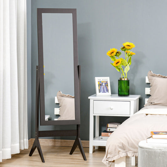 HOMCOM Freestanding Dressing Mirror Bedroom Tall Adjustable Angle 148x47cm Brown