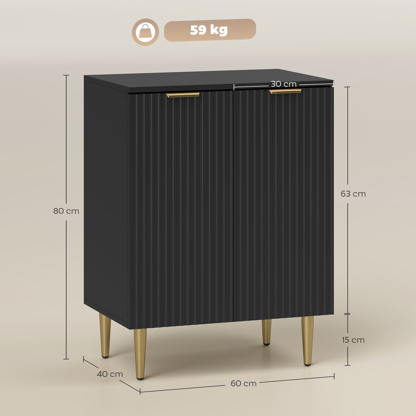 HOMCOM Adjustable Shelf Sideboard - Black