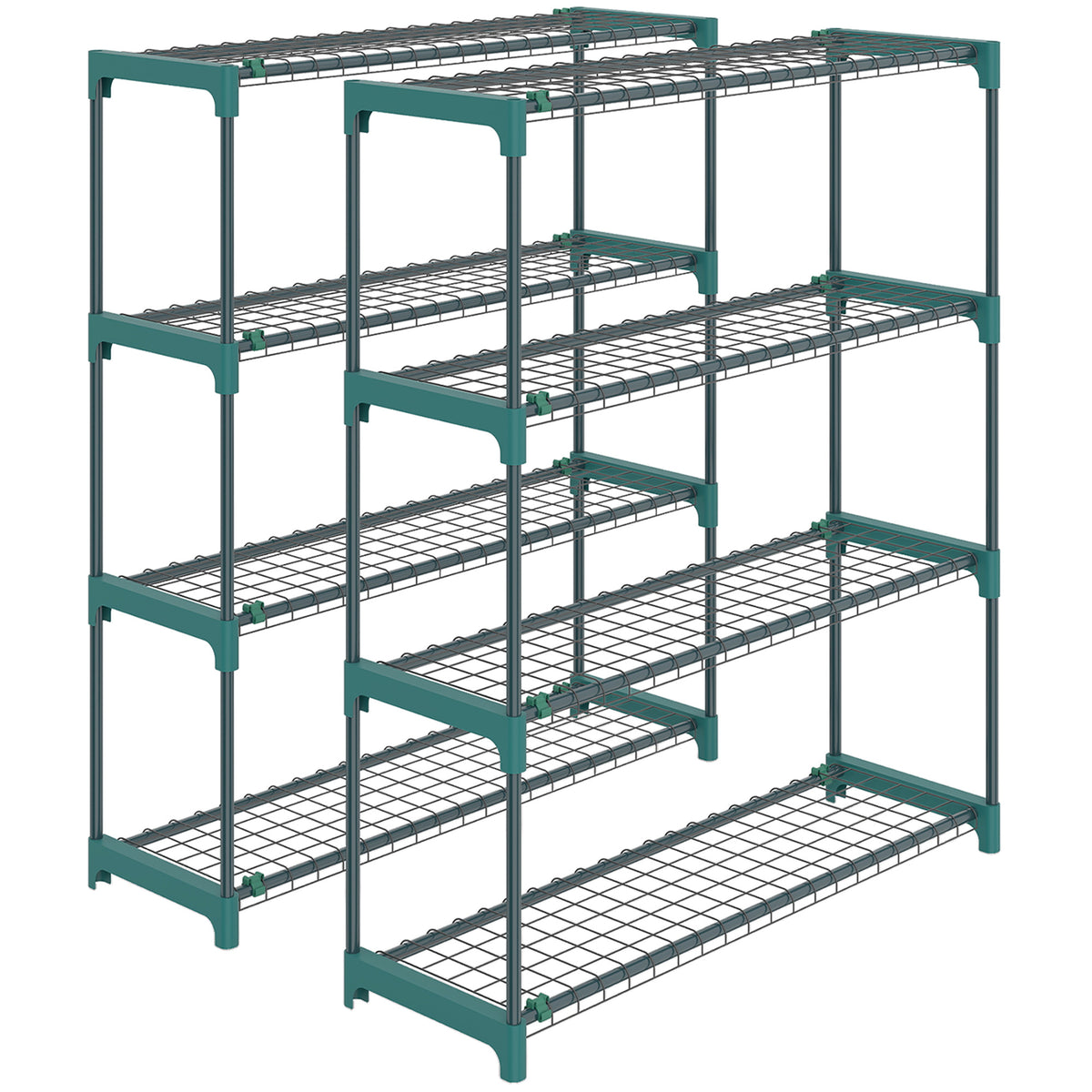 Outsunny 4-Tier Plant Stand Indoor Outdoor, Set of 2 Metal Plant Shelf with Rack Buckles for Easy Assembly, Flower Display Rack Default Title