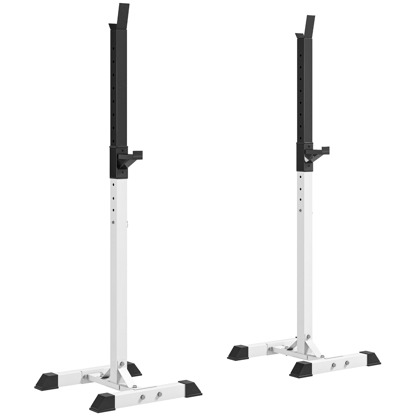 HOMCOM Heavy Duty Weight Bar Barbell Squat Stand Barbell Rack Spotter, for Home, Gym - Black Default Title