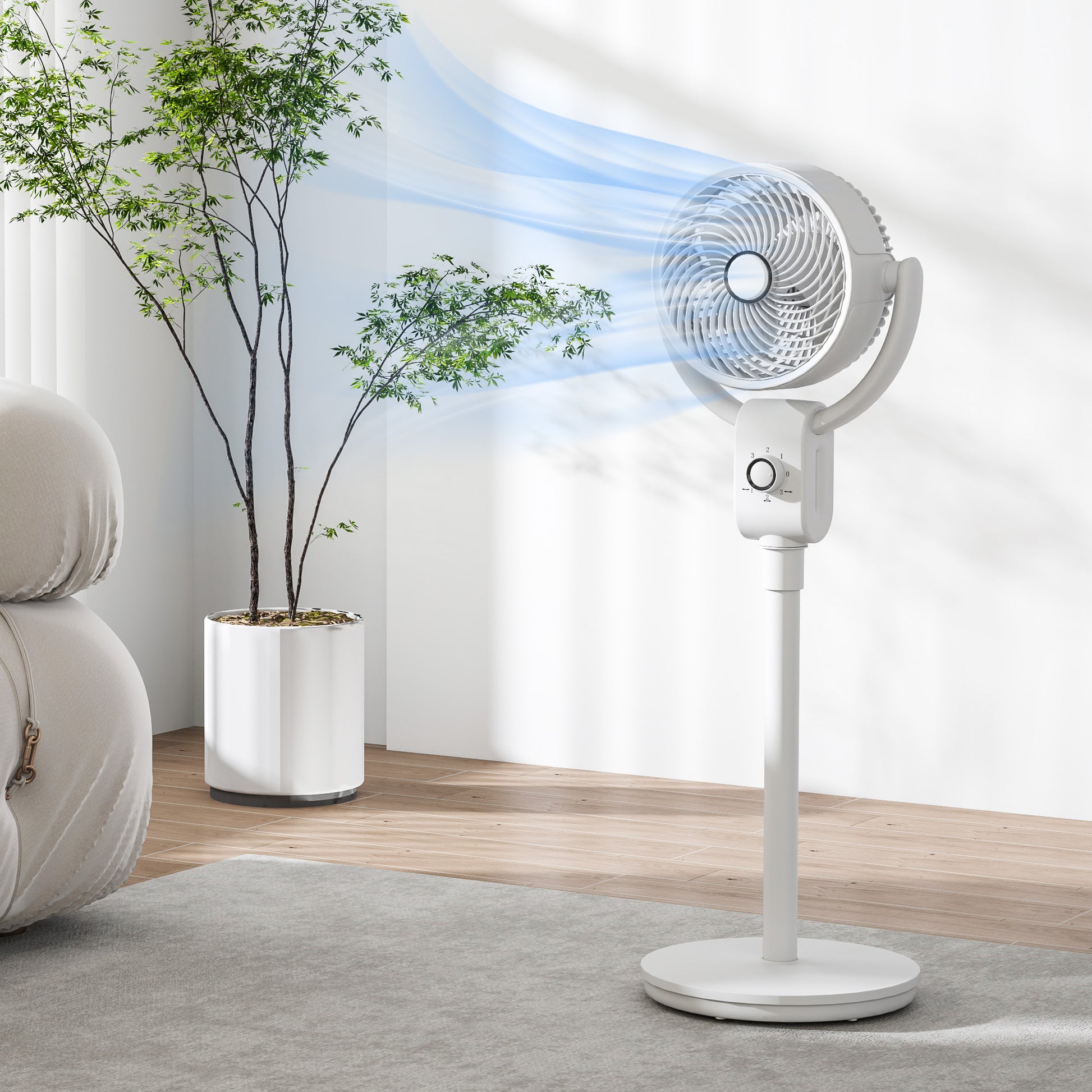 HOMCOM Pedestal Air Circulation Fan with Oscillating, White