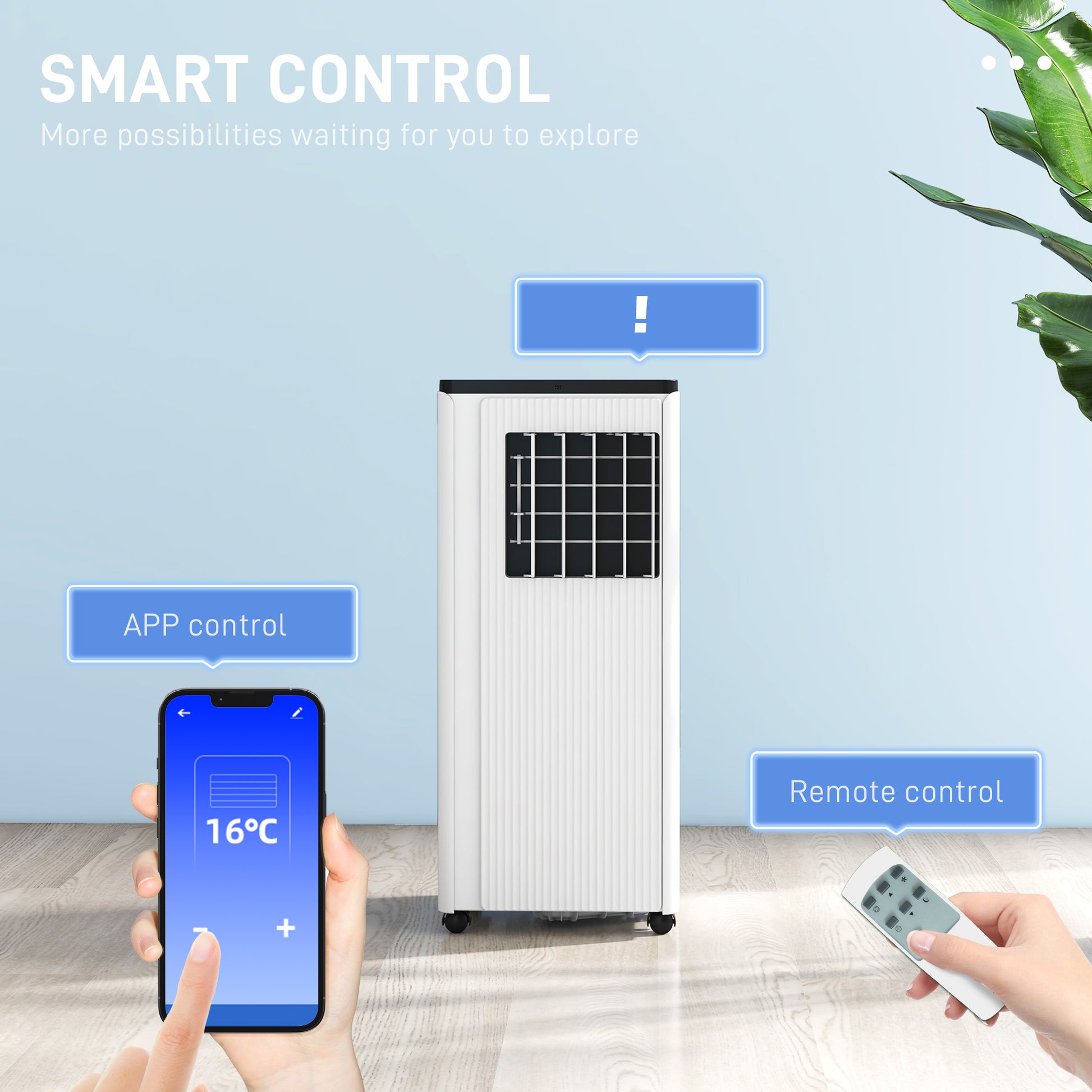 HOMCOM 9,000 BTU App-Controlled Mobile Air Conditioner, 20mÂ² Radius - White