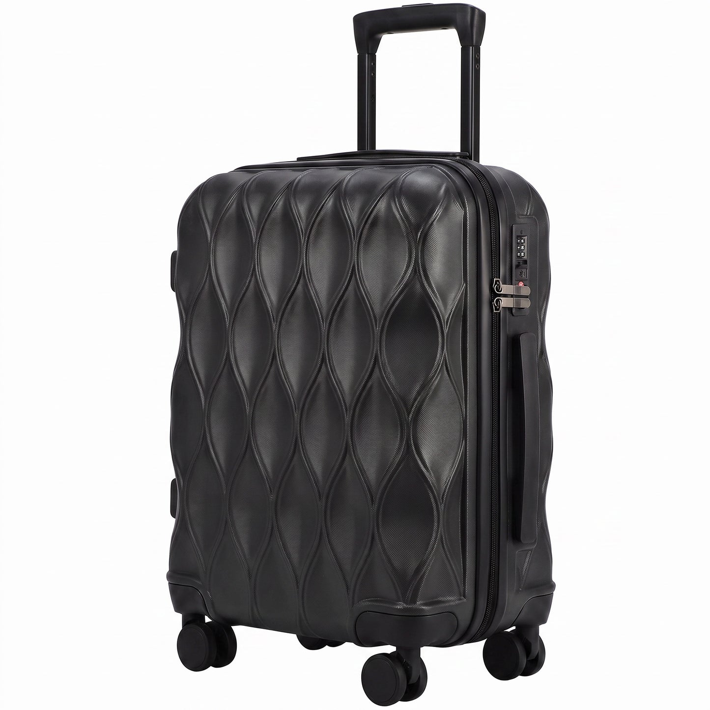 HOMCOM 56cm 41L Suitcase, Lightweight ABS Hard Shell Carry On Luggage with TSA Lock, Spinner Wheels, Telescopic Handle, Black