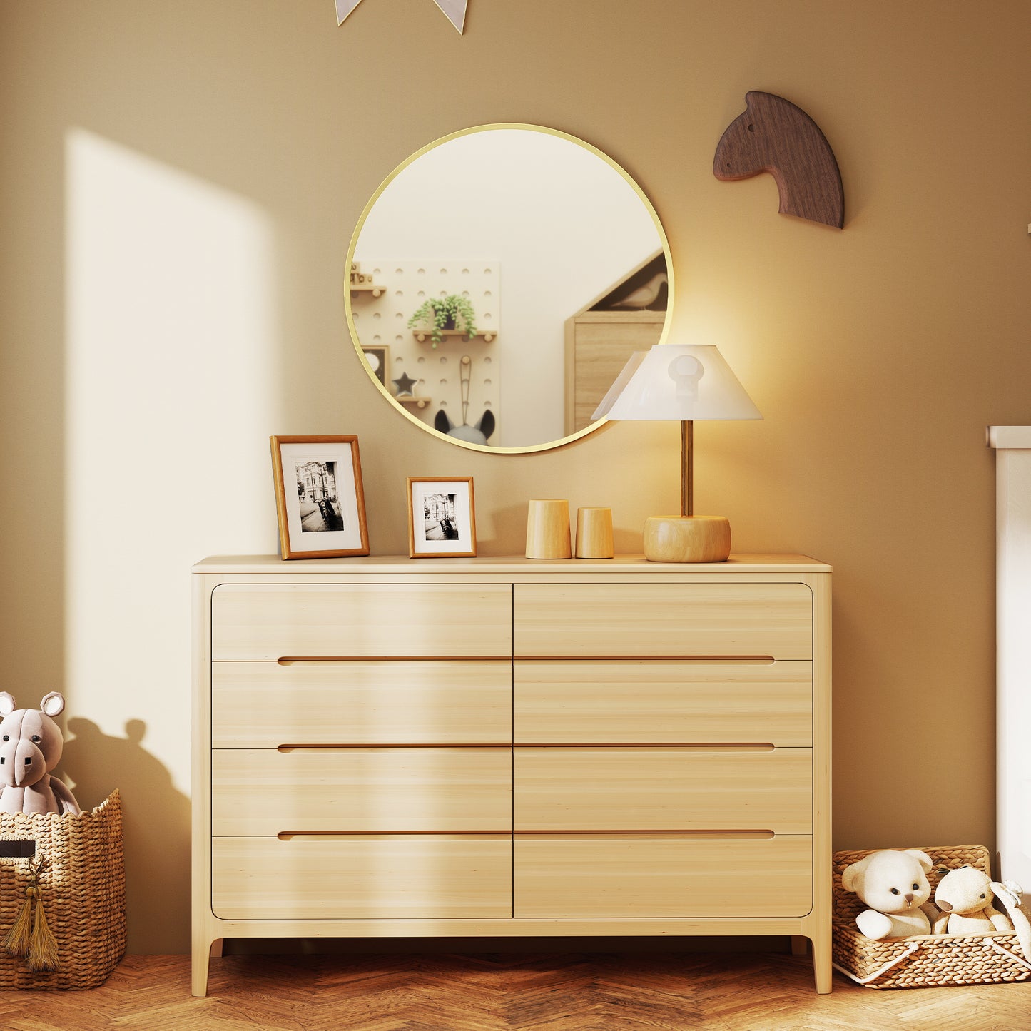 HOMCOM 61cm Decorative Wall Mirror for Bedroom Living Room, Modern Round Bathroom Mirror for Home Decor, Gold Tone