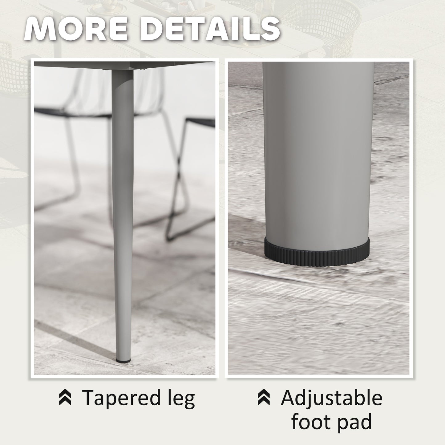 Outsunny Garden Table, Outdoor Dining Table for 6 People, 160 x 90 x 74 cm, with Rust Resistant Metal Frame, WPC Top, for Balcony, Terrace, Dark Grey