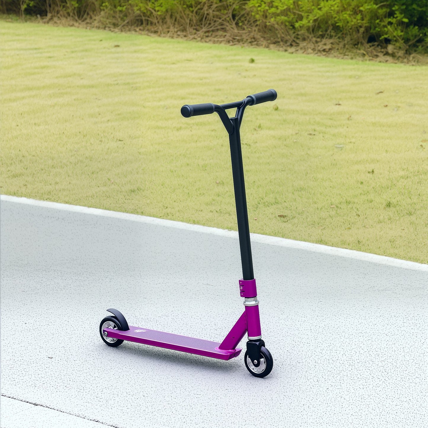 HOMCOM Stunt Scooter, 360° Entry Level Tricks Scooter w/ Lightweight Aluminium Deck and ABEC 7 Bearing, For Age 14+ Beginners, Purple
