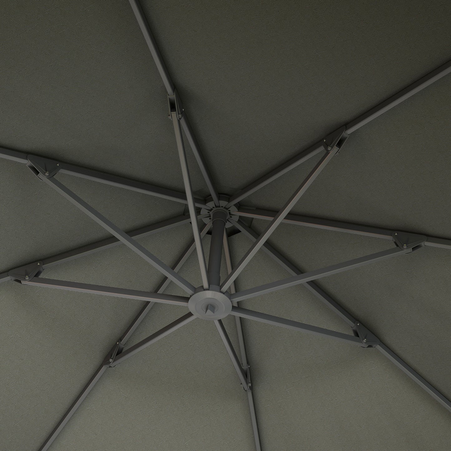 Outsunny 3(m) Garden Cantilever Parasol, Round Overhanging Umbrella with Crank Handle, Cross Base, Aluminium Frame and 360Â° Rotation, Banana Patio Umbrella for Outdoor Sun Shade, Grey