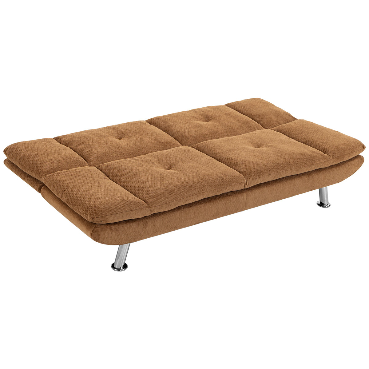 HOMCOM Convertible Sofa Bed, 3 Seater Futon Sofa with Adjustable Backrest, Wide Seat for Living Room, Small Space, Brown Default Title