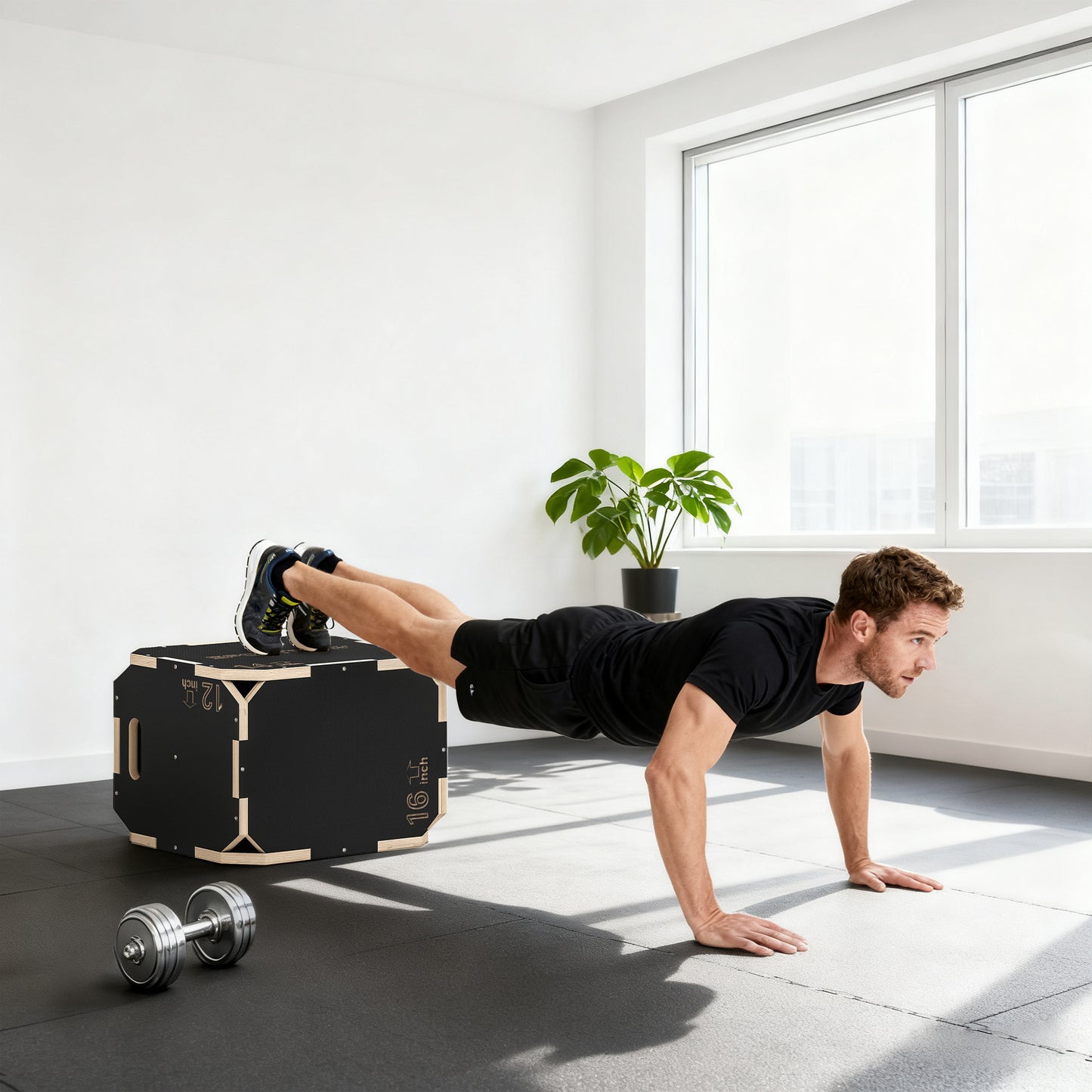 SPORTNOW Non-Slip Plyo Box, Corner-free Wooden Jump Box, 31 x 36 x 41 cm