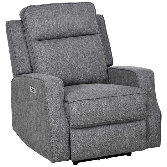 HOMCOM 150Â° Electric Reclining Chair, with USB port and Footrest - Charcoal Grey