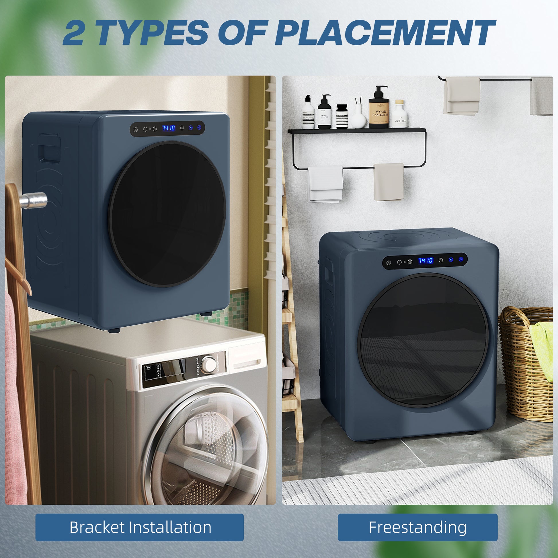 HOMCOM 5kg Compact 40-60â„ƒ Tumble Dryer Blue