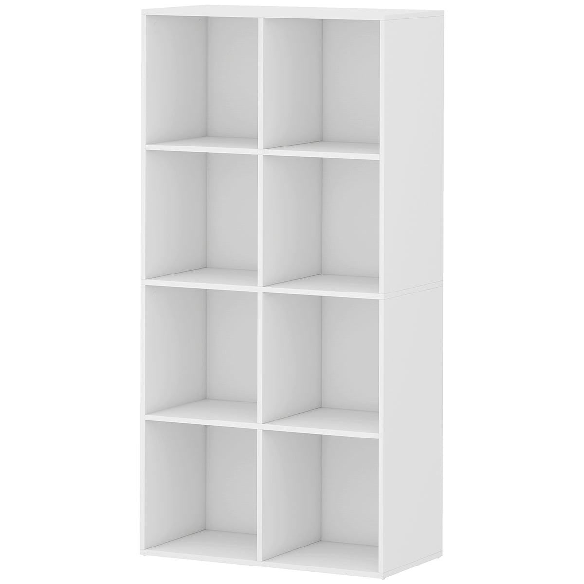 HOMCOM Bookcase with 8 Cubes, 60 x 30 x 121 cm Display Shelf with Anti-Tipping Design, White Wood-Effect Default Title