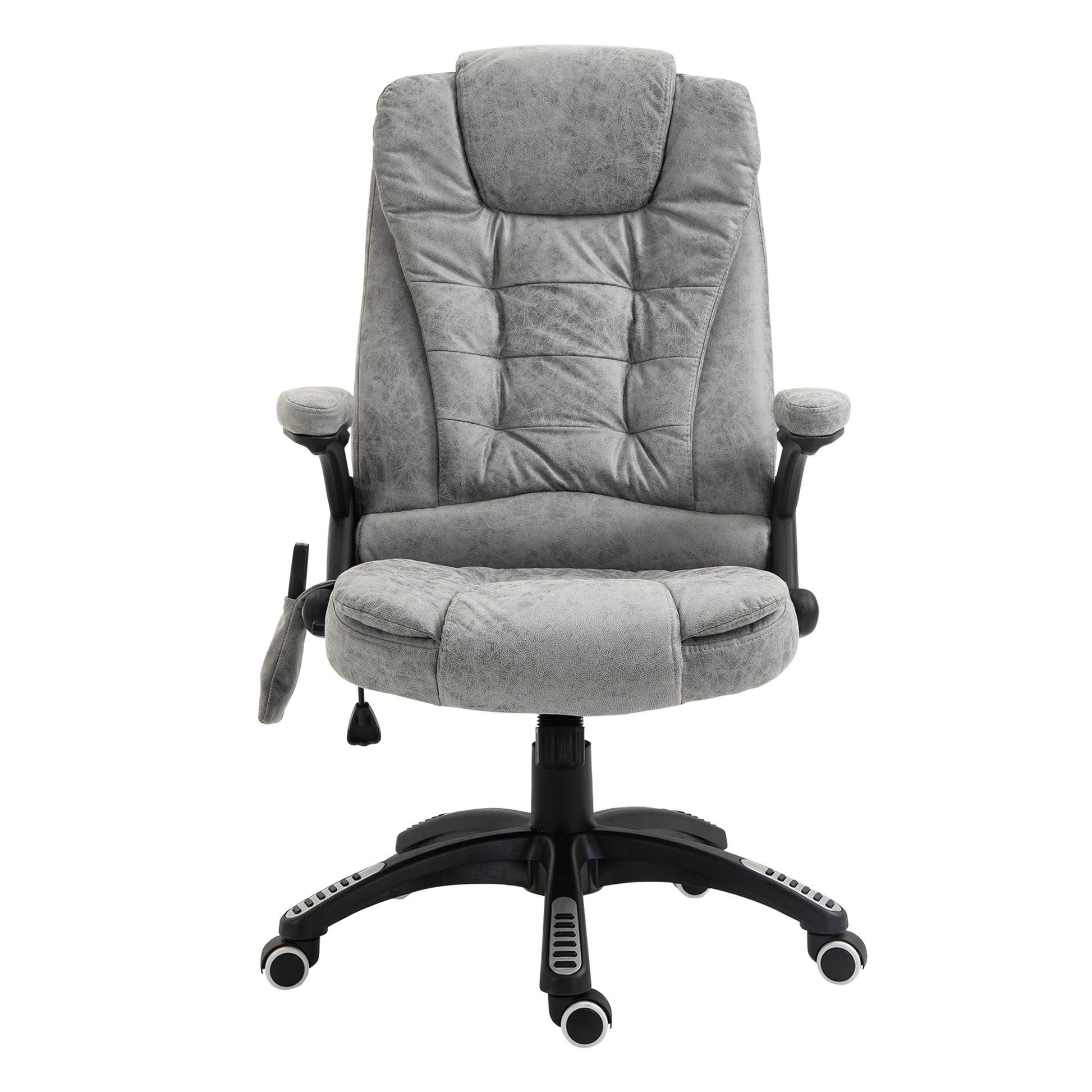 Vinsetto Massage Recliner Chair Heated Office Chair with Six Massage Points Microfiber Cloth 360Â° Swivel Wheels Grey
