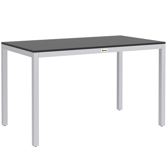 Outsunny Garden Table for 4-6, 120 x 70 cm Outdoor Dining Table with Rust-Resistant Aluminium Frame, Easy Maintenance Slatted Top, for Patio, Terrace, Balcony, Black