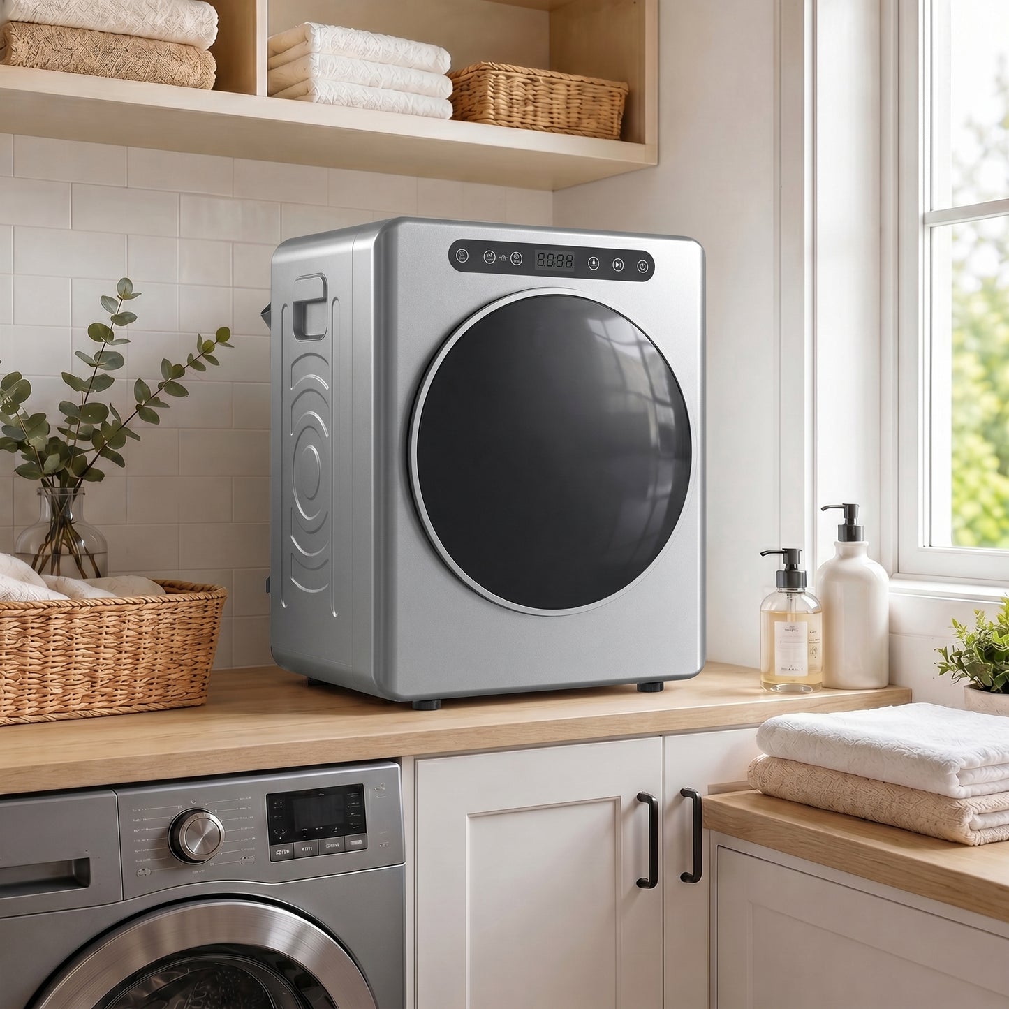 HOMCOM 5kg Compact 40-60â„ƒ  Tumble Dryer - Silver Tone