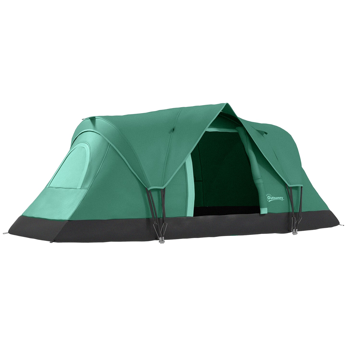 Outsunny 5 Man Camping Tent, Large Tunnel Tent, Water Resistant Hiking Shelter with Groundsheet and Carry Bag, Dark Green