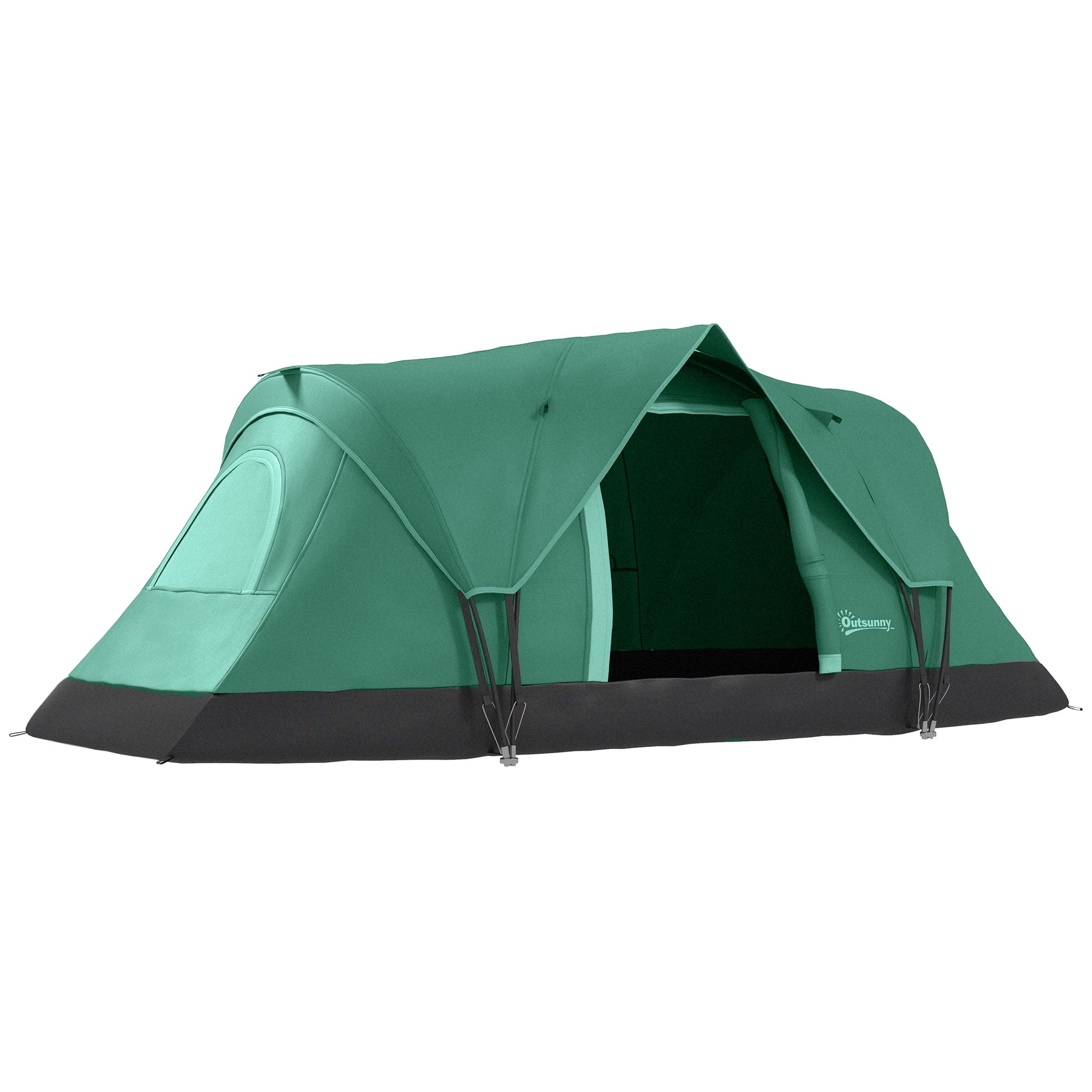 Outsunny 5 Man Camping Tent, Large Tunnel Tent, Water Resistant Hiking Shelter with Groundsheet and Carry Bag, Dark Green