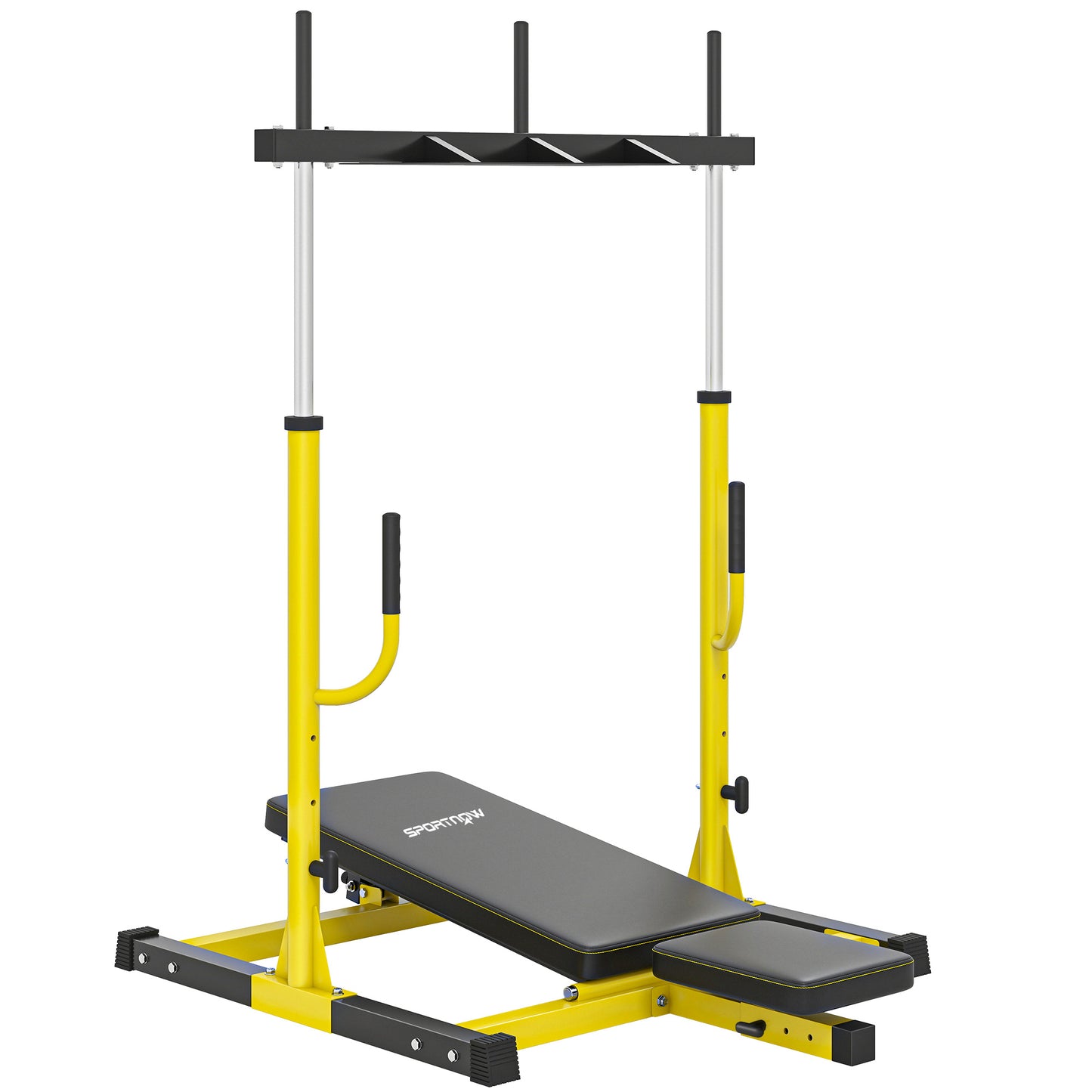 SPORTNOW Vertical Leg Press Machine with Adjustable Leg, Back and Head Positions, 1" Standard Plate Compatible, Yellow Default Title