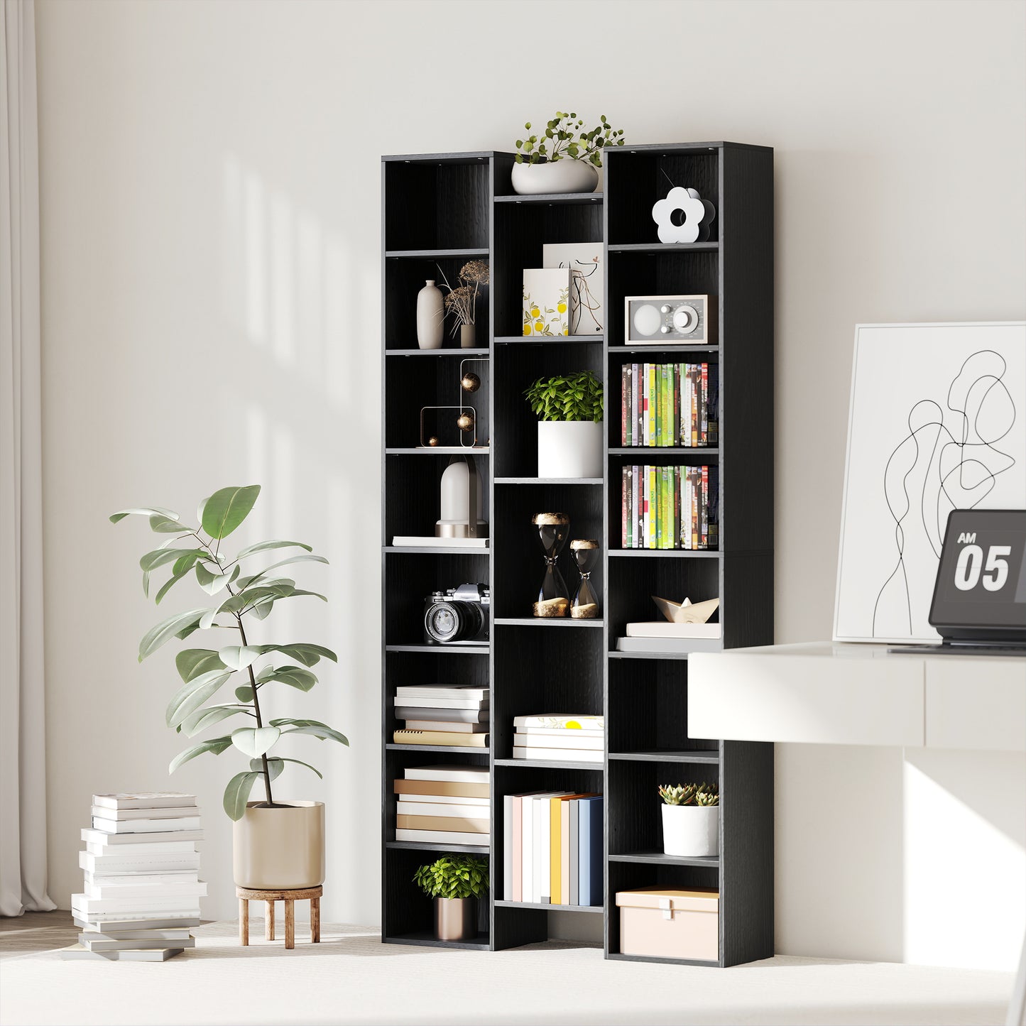 HOMCOM 21-Compartment Bookshelf - Black