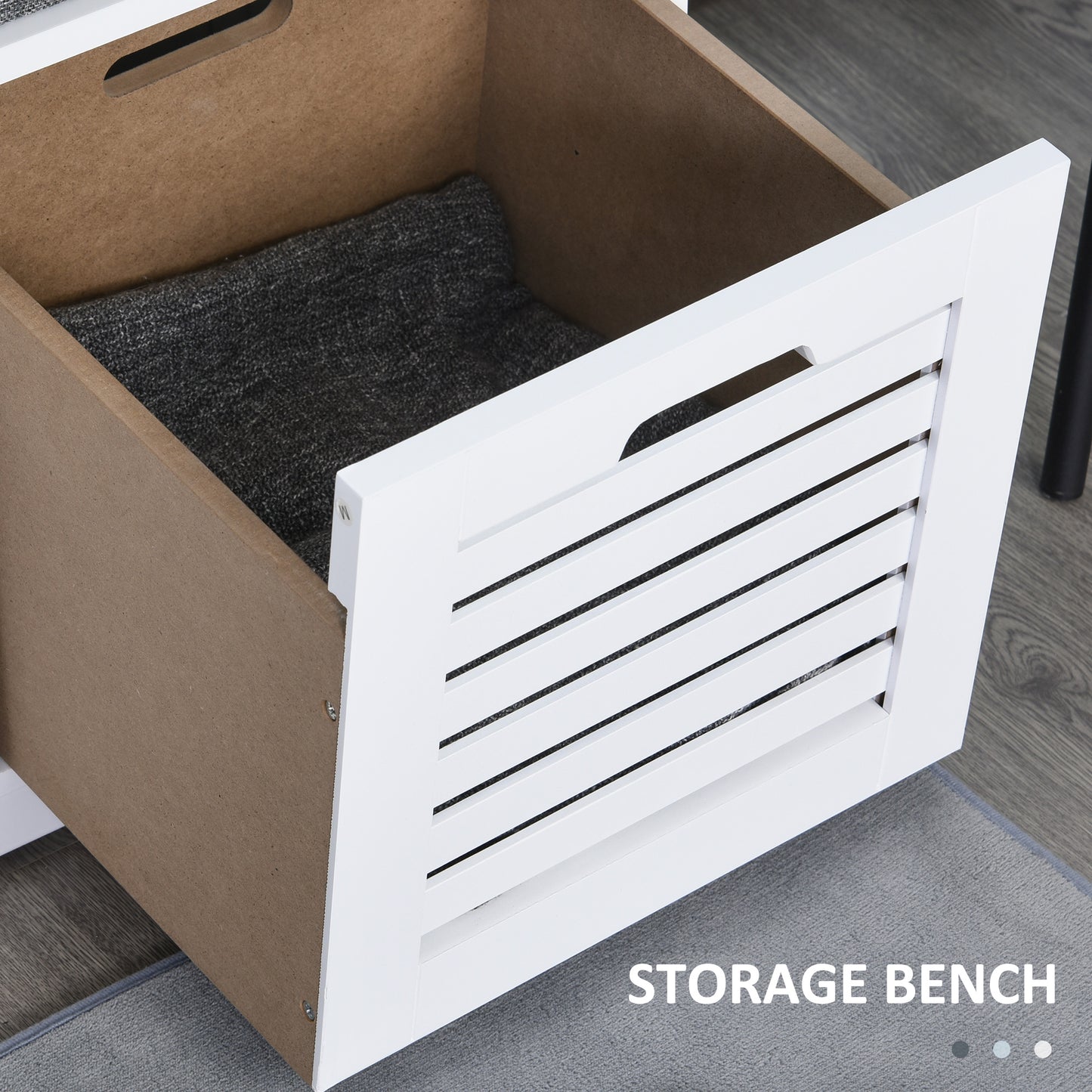 HOMCOM 3-Drawer Shoe Storage Bench - White