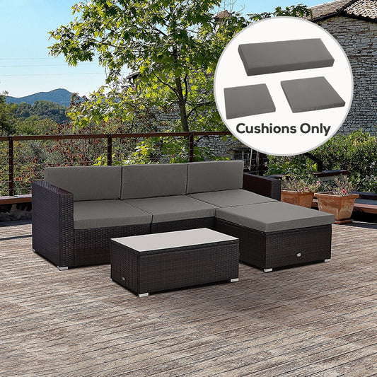 Outsunny Outdoor Cushion Pad Set for Rattan Furniture, 7 Piece Garden Furniture Cushions ONLY, Grey